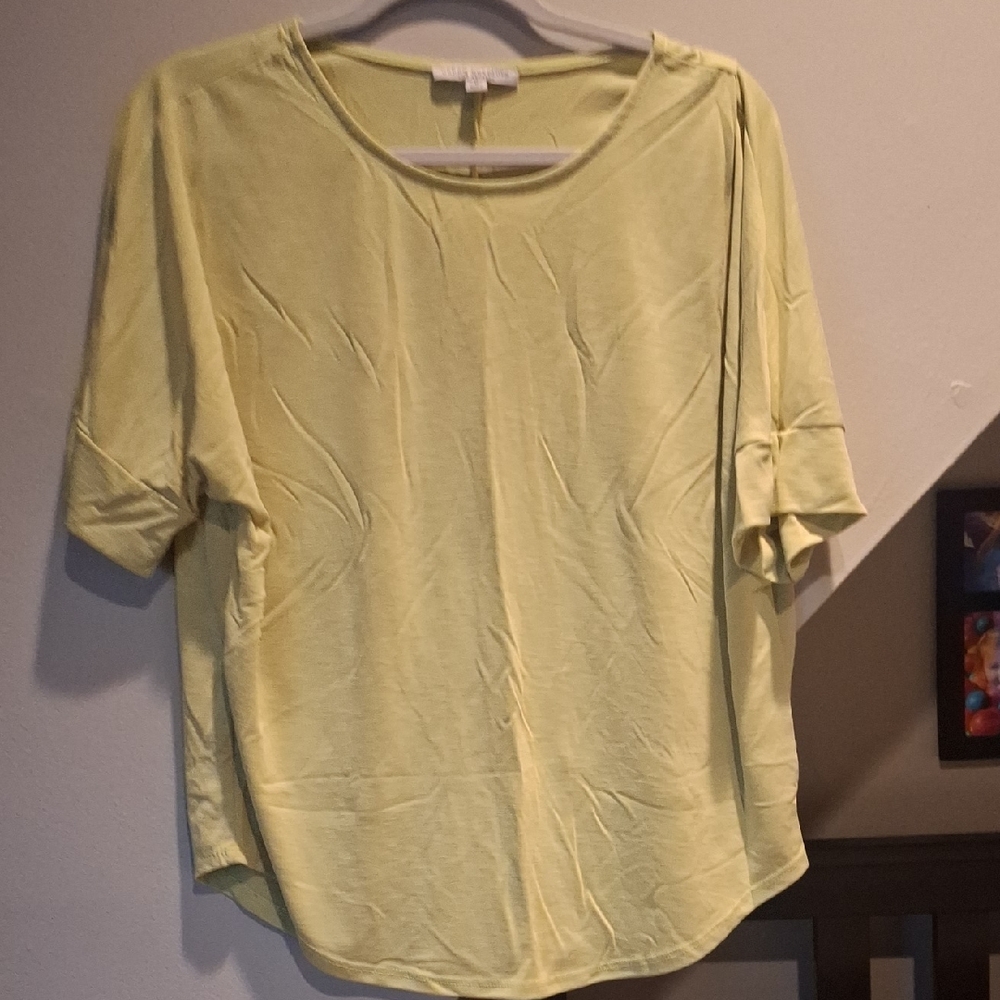 Green Envelope Light Yellow Short Sleeve Top